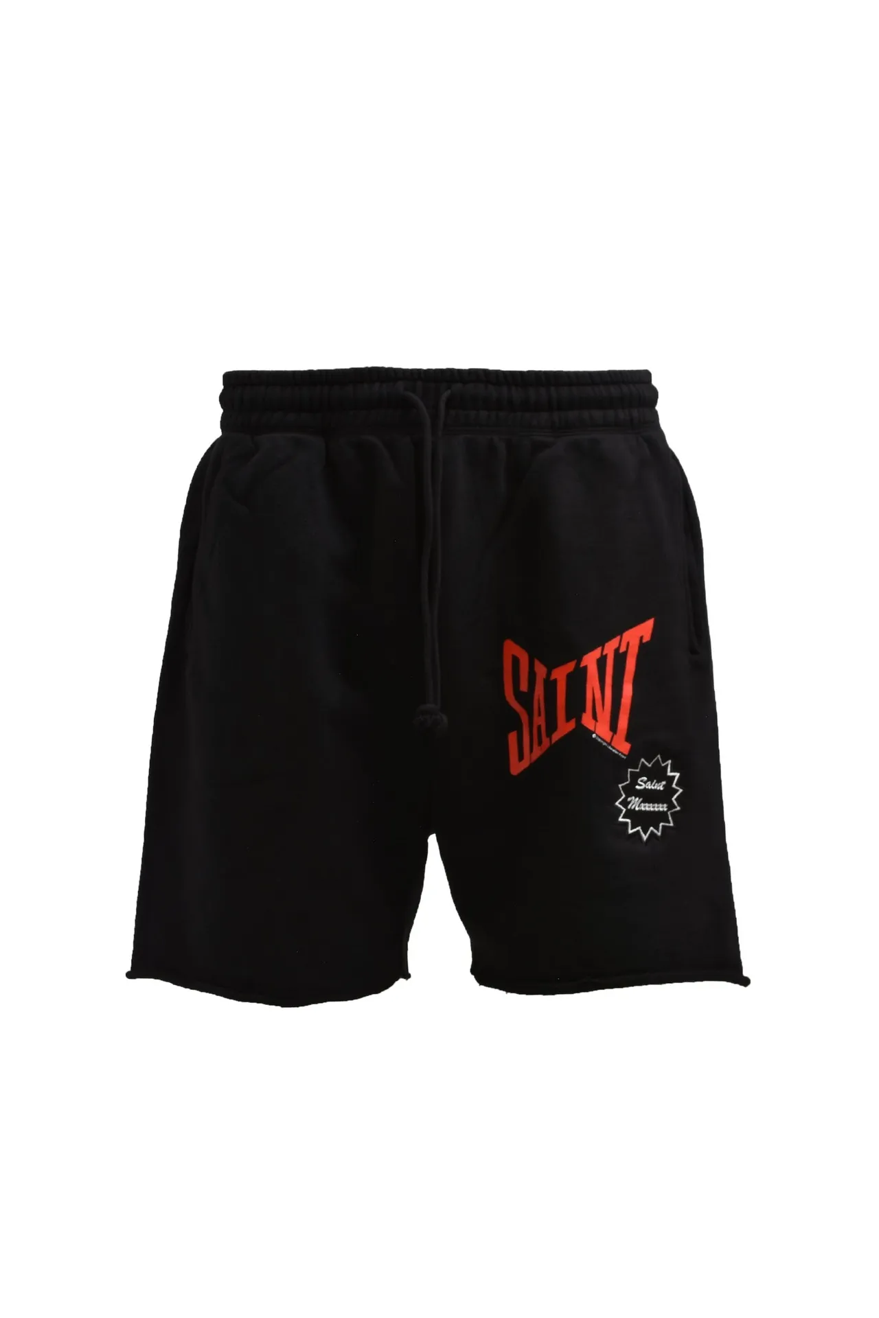 SAINT Mxxxxxx 'SAINT' SWEAT SHORTS/GRY/BLK embroidered SAINT LOGO basic shorts, distressed gray/washed black S-XL, four needles and six threads throughout, produced by a major domestic factory, imported Tajima machine embroidery, washed and distressed, original version